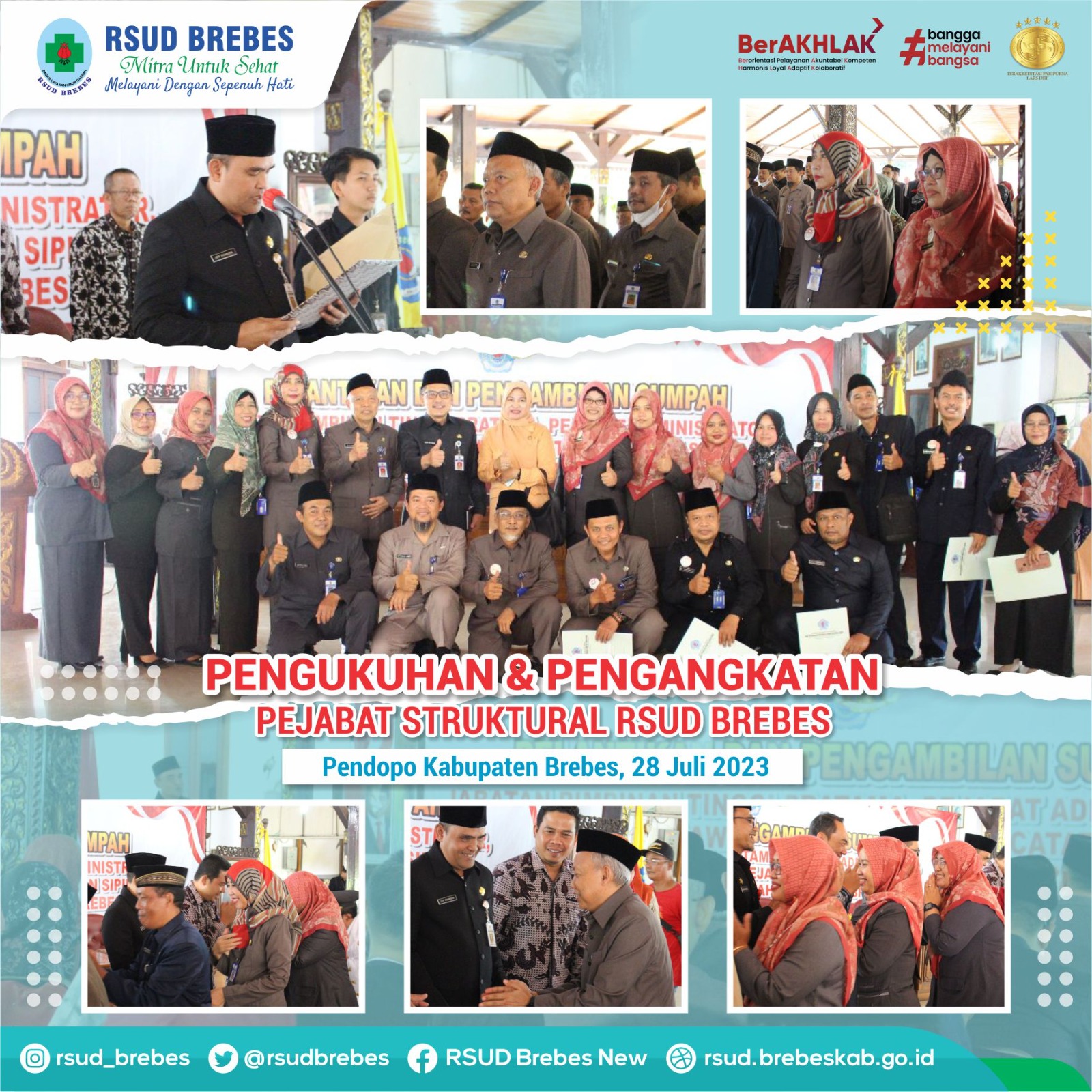 Para pejabat eselon II Brebes sedang dilantik oleh Bupati